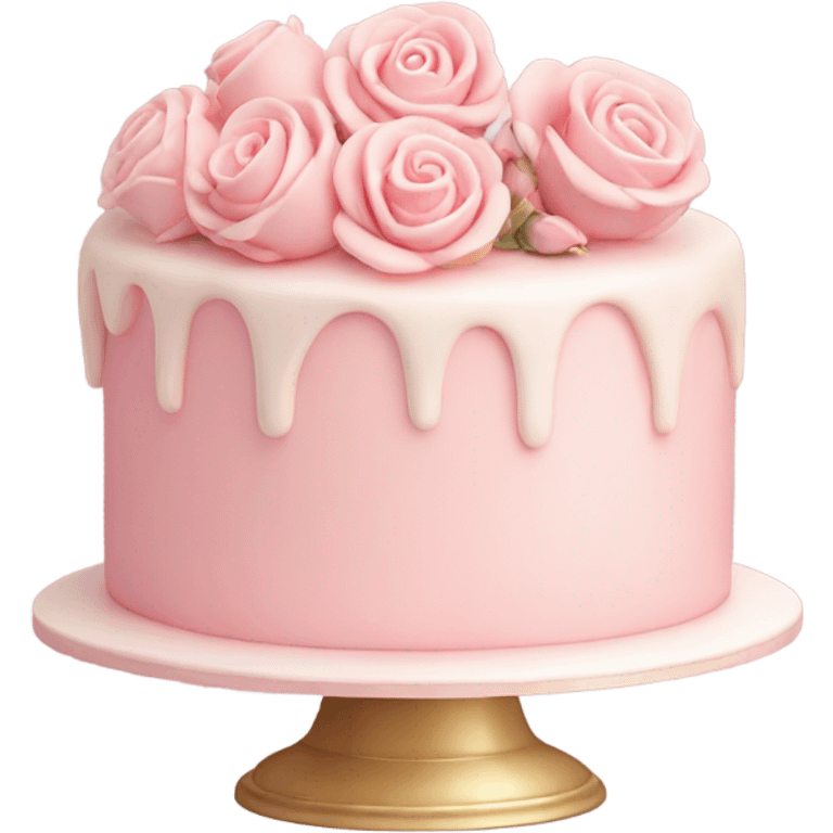 pastel pink cake with rose emoji