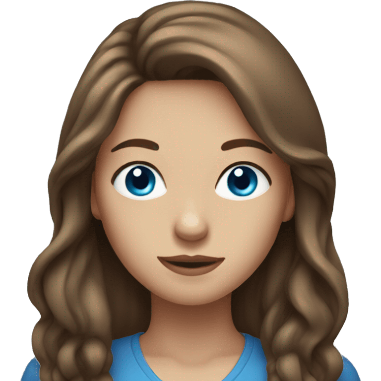 Woman with long brown hair and blue eyes emoji