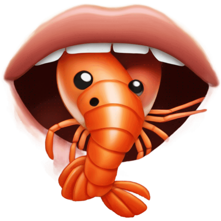 Shrimp in mouth emoji