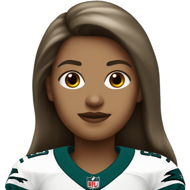  White female brown hair wearing Philadelphia Eagles jersey emoji