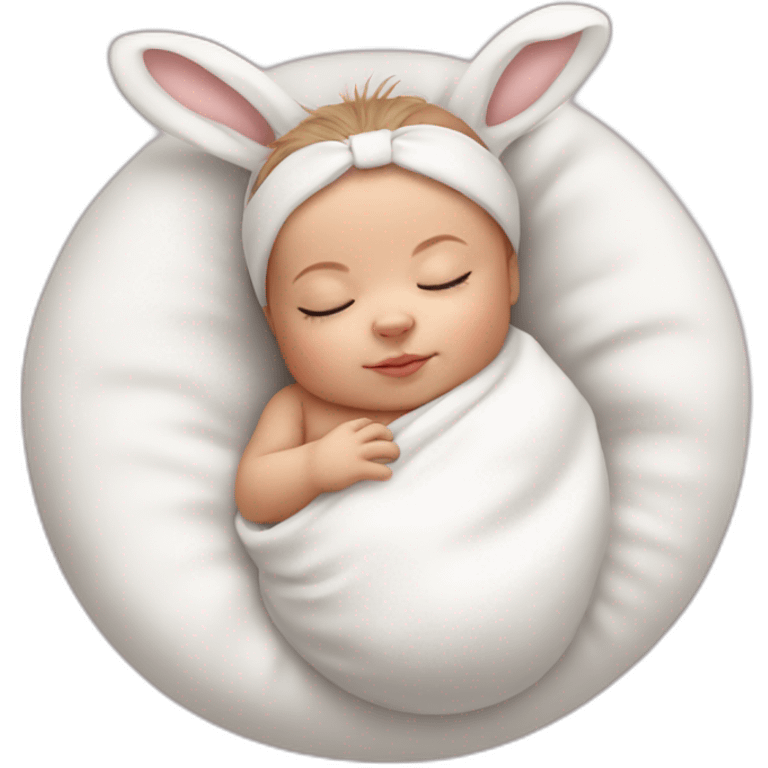 Sleeping white Newborn with bunny headband emoji