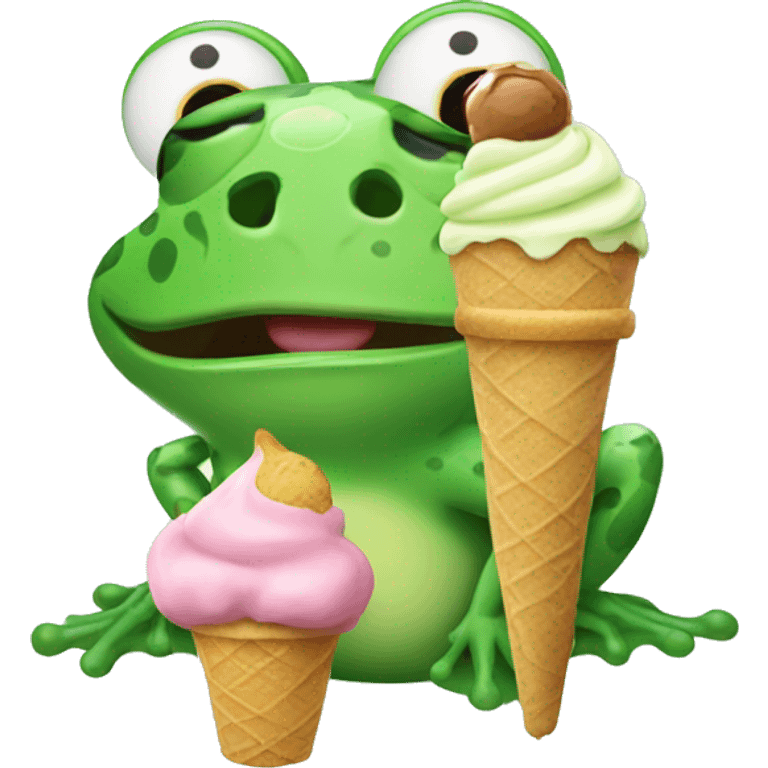 Frog with ice cream emoji