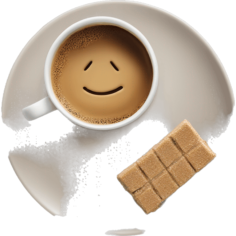 Top view coffee and protein bar on a small plate  emoji