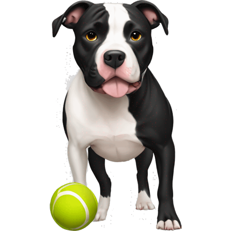 Black white Pit bull with ball emoji