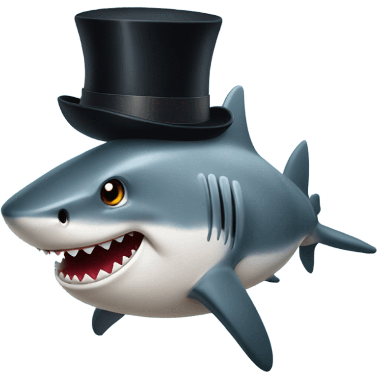 Shark with a top hat emoji