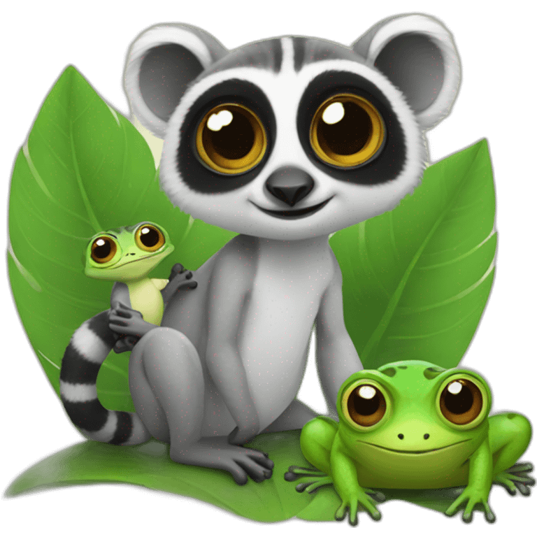 lemur and frog friends emoji