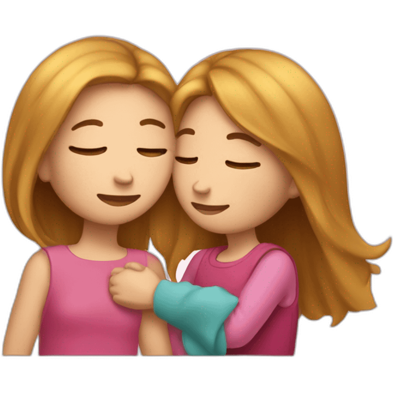 Fille qui fait un  calin à une autre fille emoji