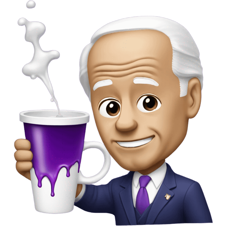 biden with purple liquid spilling out of white cup emoji