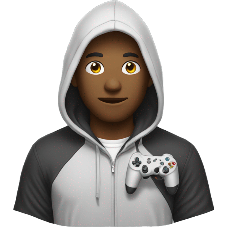 gamer guy with hoodie and controller emoji