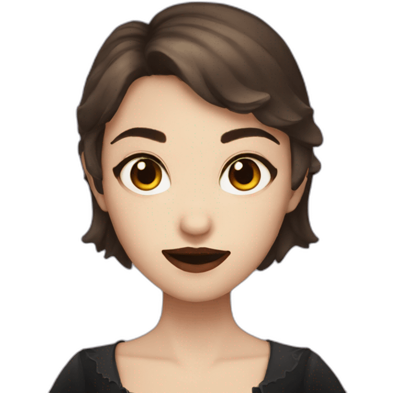 vampire girl with short brown hair, sparkling eyes emoji