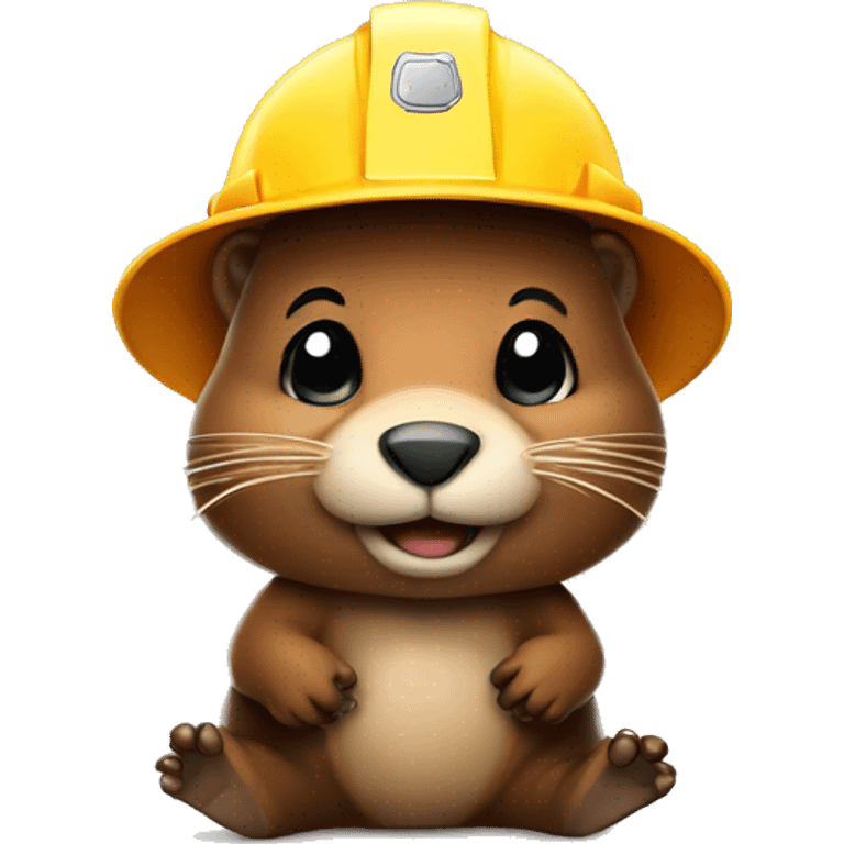 Small beaver with construction hat emoji