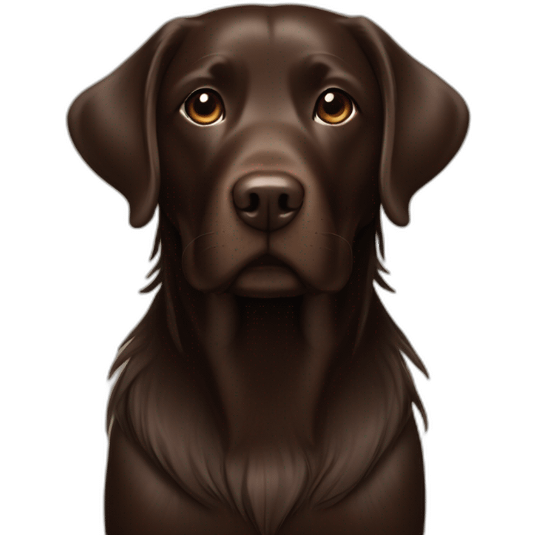 Chocolate labrador playing with long black haired fringe woman emoji