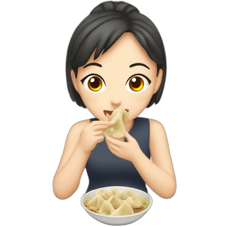 Girl eating dumplings  emoji