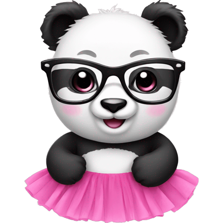 Panda with a pink tutu and glasses  emoji