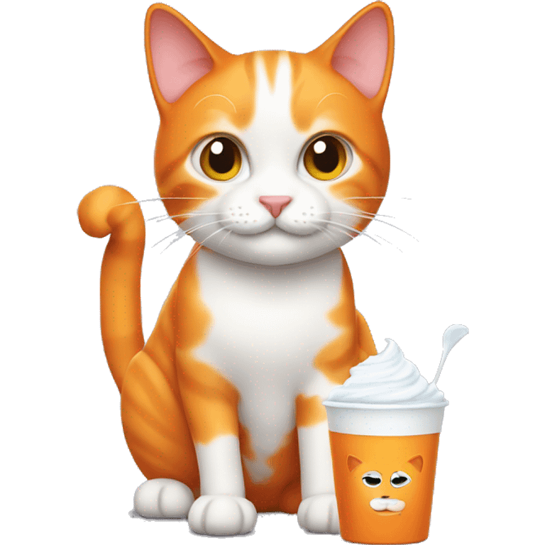 orange cat with a yogurt emoji