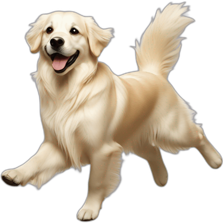 white golden retriever dancing emoji