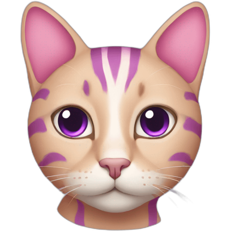 Purple cat with pink tabby stripes emoji