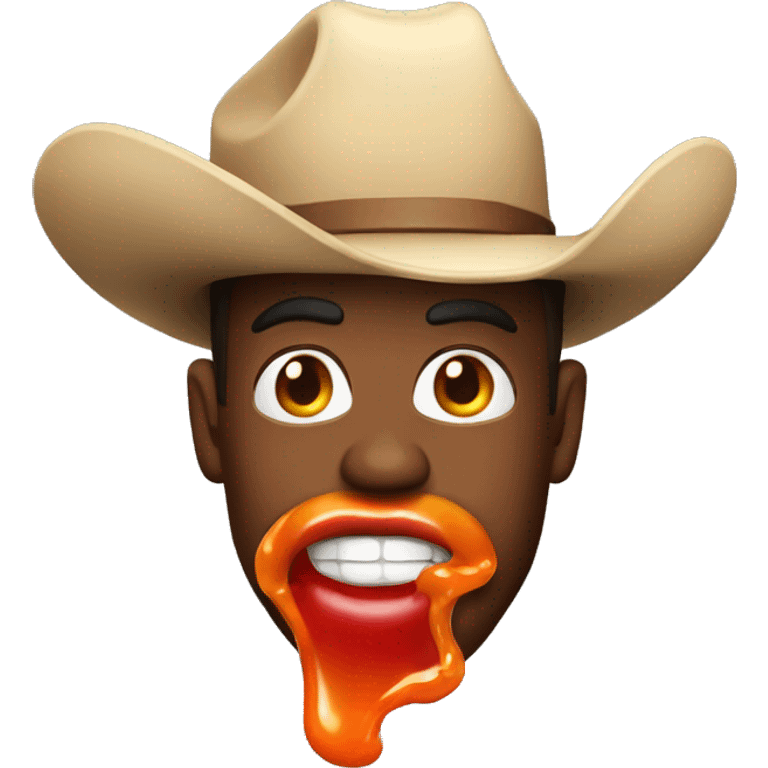 Cowboy with habanero sauce out of his mouth emoji