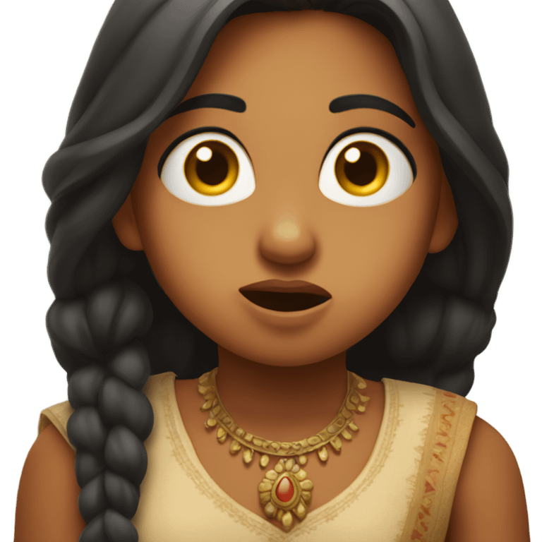 Indian girl with a shocked face emoji