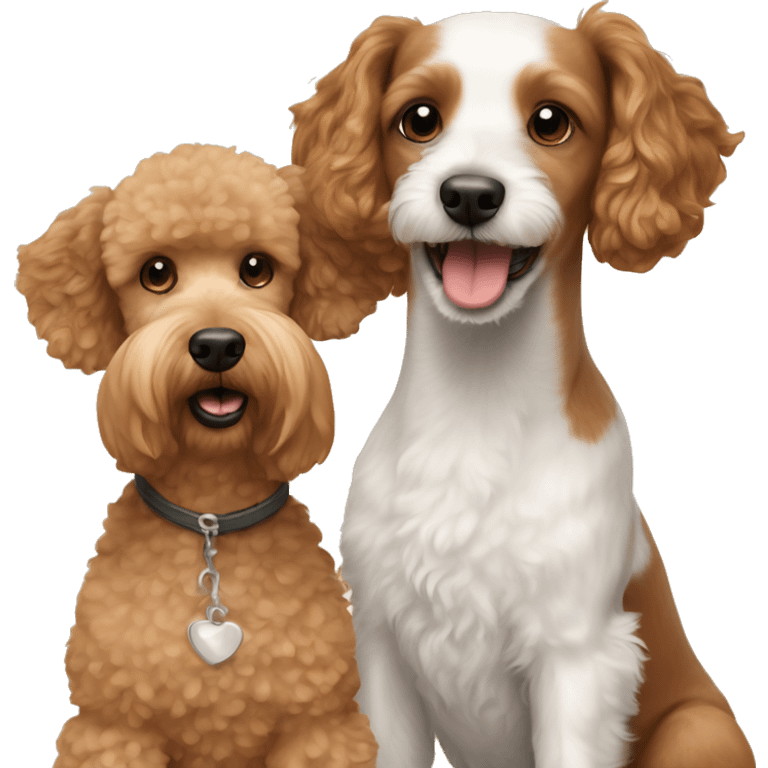 light brown poodle dog with jack russell terrier dog emoji