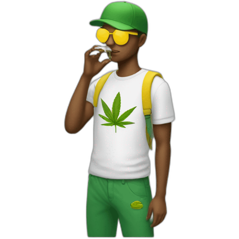 Weed smoker with lacoste yellow puffer emoji