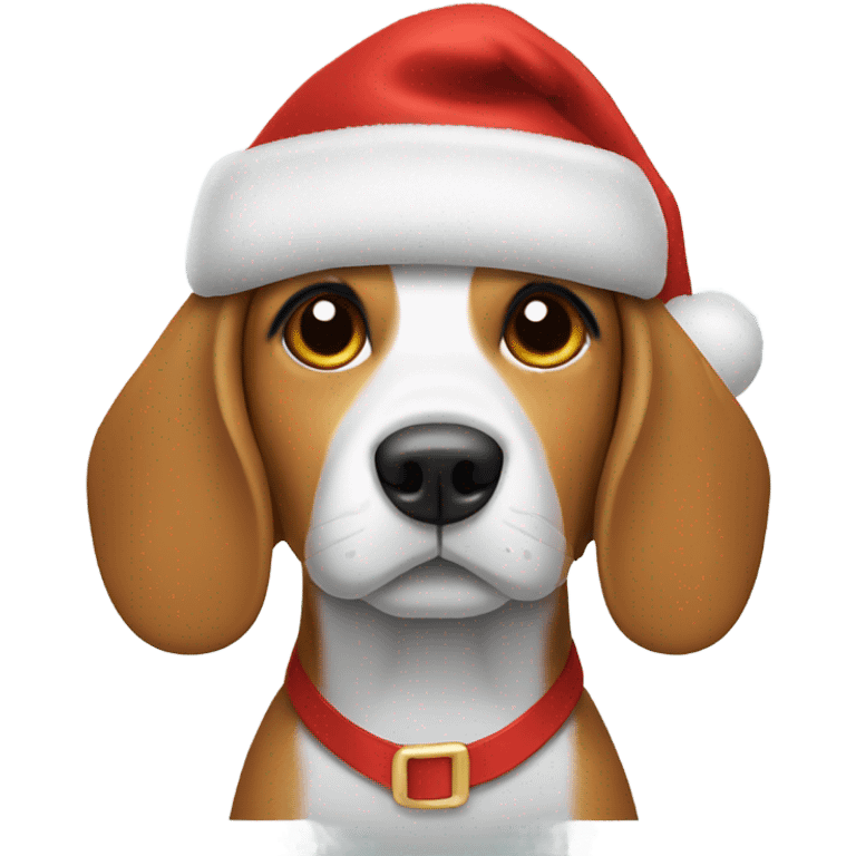 Beagle wearing a Santa hat emoji