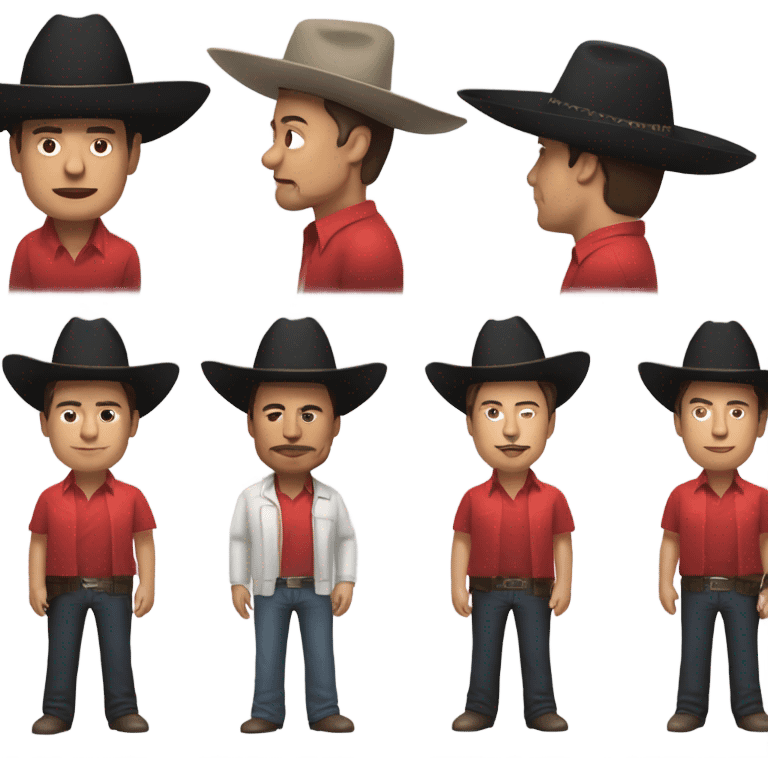 Mexican Elon musk with black sombrero hat and Tesla red shirt emoji