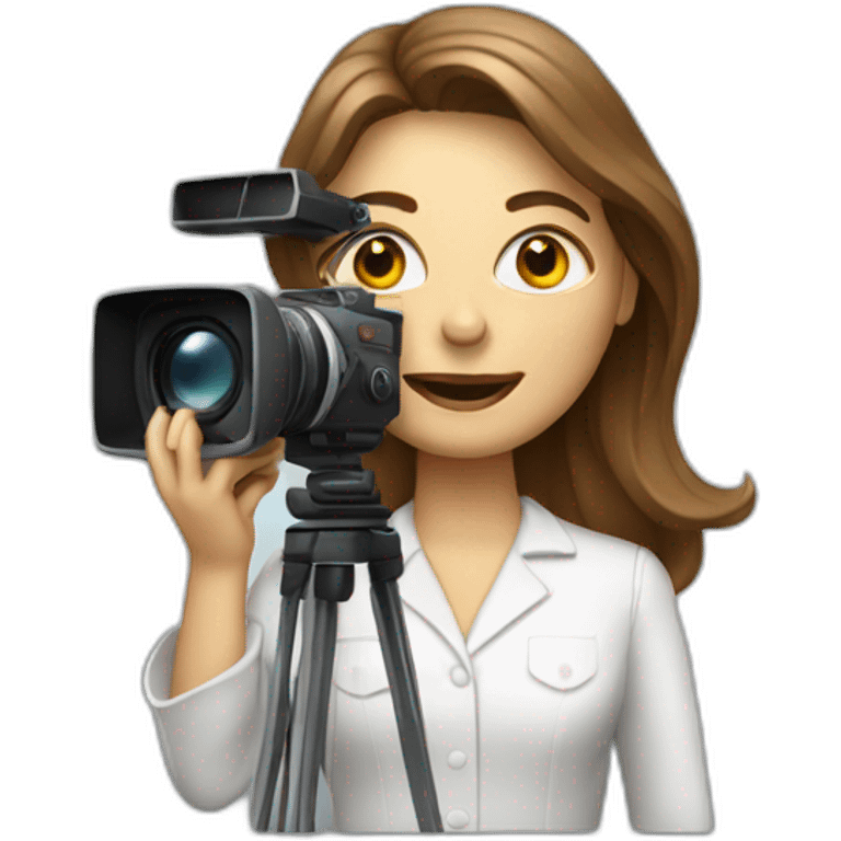 White film director woman holding a cinema camera emoji