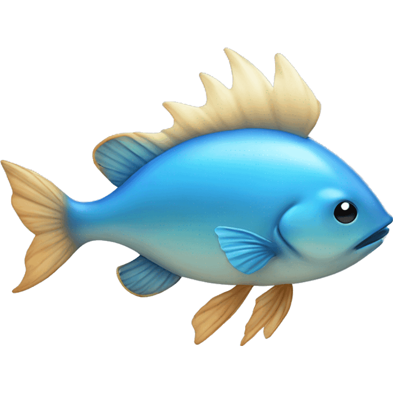 Blue fish with angel wings and deer and aurora waxes on the head emoji