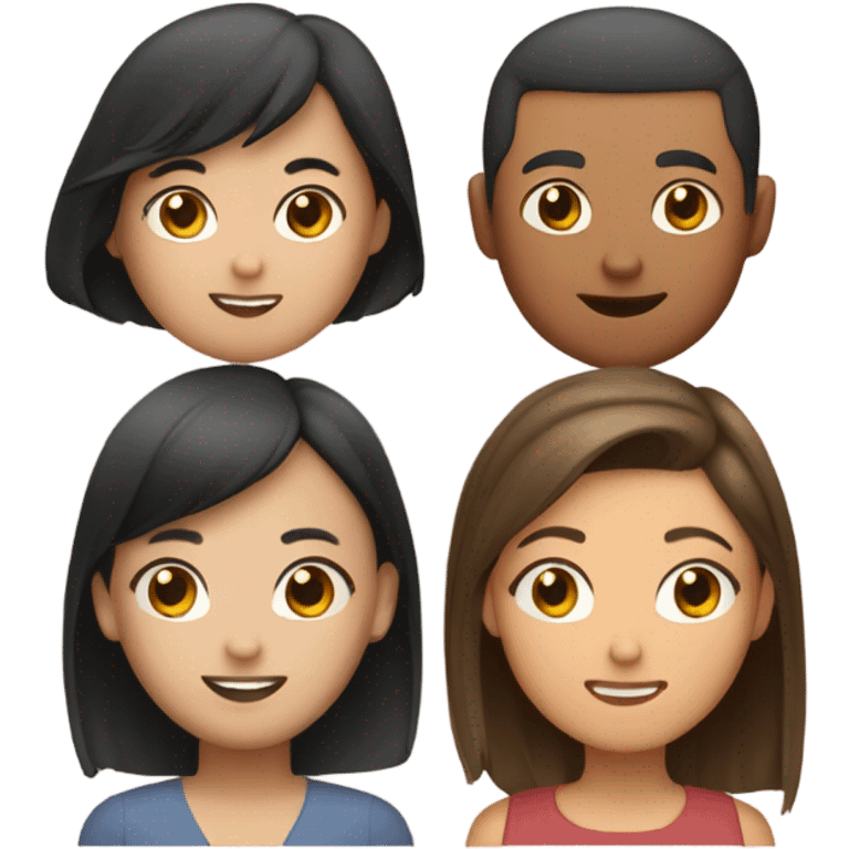 One Asian girl one brunette one Latina and one boy buzz cut  emoji