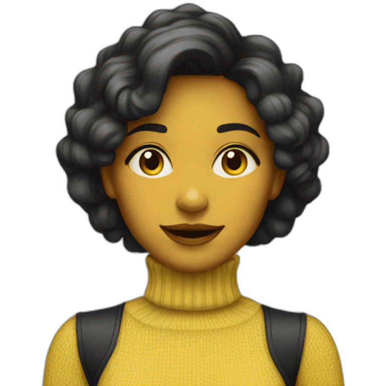 yellow skin beatiful woman with turtleneck emoji