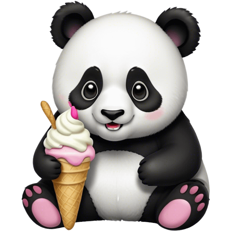 Panda eating ice cream emoji