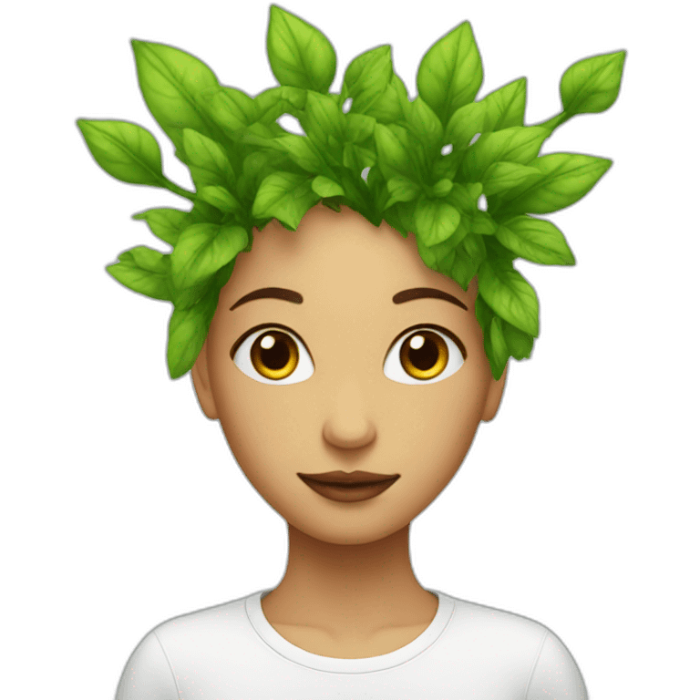 Plant girl with molecule hair emoji