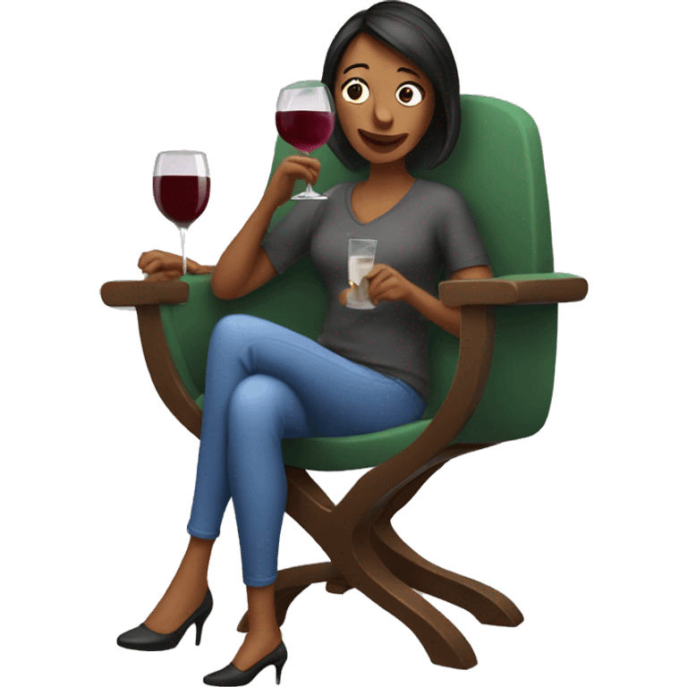 Mom drinking wine on chair emoji