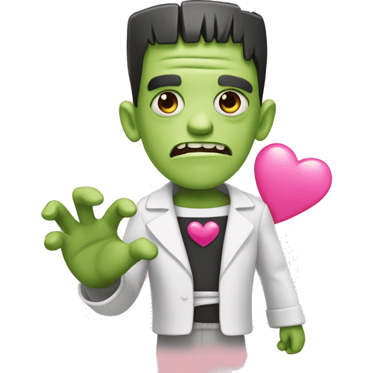 frankenstein holding a pink heart emoji