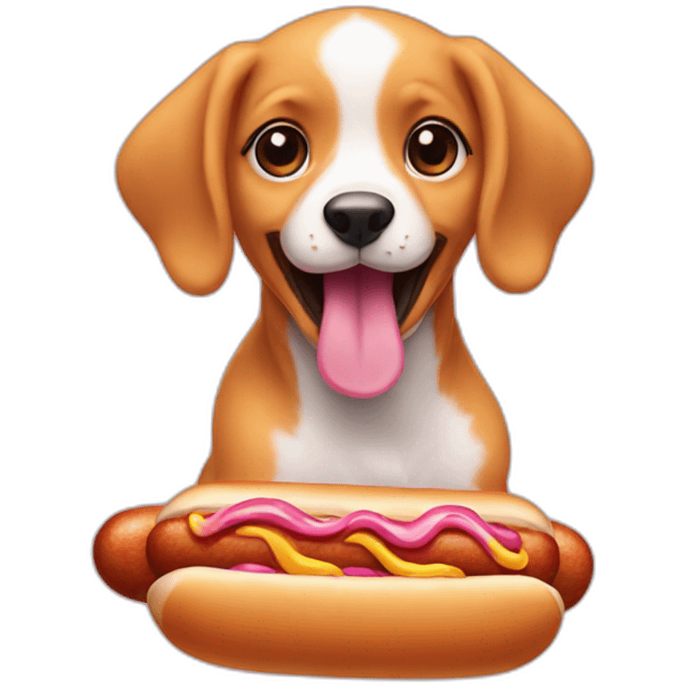 Pink puppy eating hotdog emoji