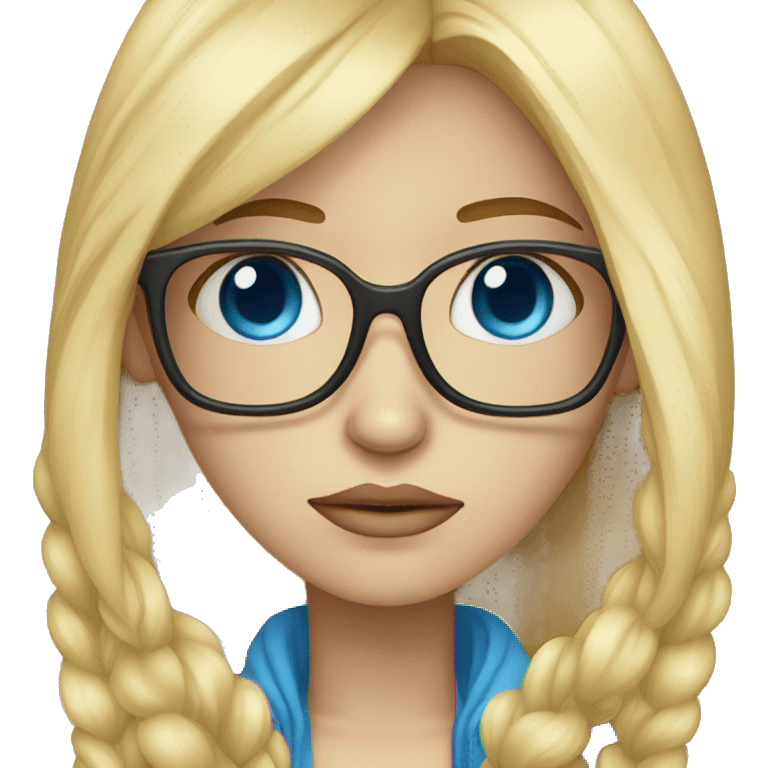 Very Sad blonde girl with blue lens glasses emoji