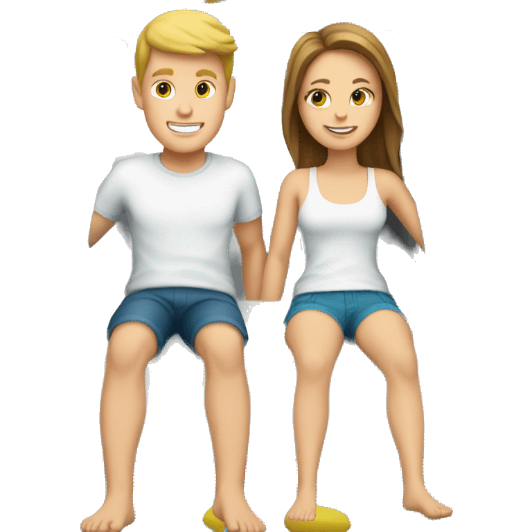 white boy  and white girl on waterslide emoji