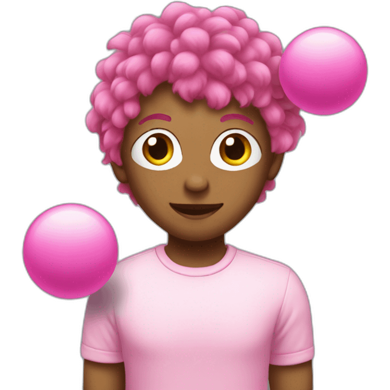 playing with pink balls with hair on it emoji