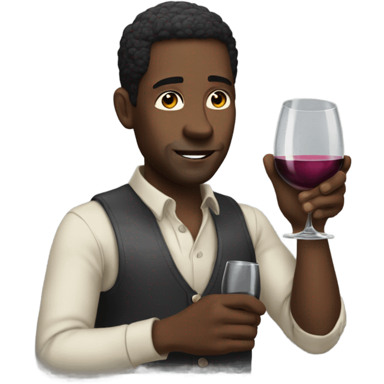 Black man drinking wine with his pinky up emoji