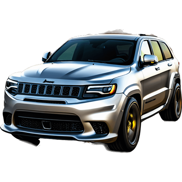 2018 billet silver jeep grand cherokee trackhawk with yellow calipers emoji