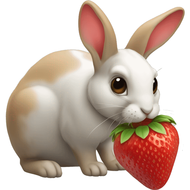 rabbit eating strawberry  emoji