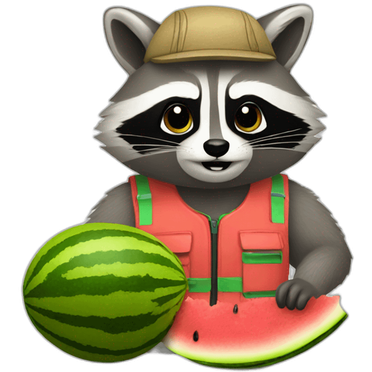 raccoon driver with a watermelon emoji