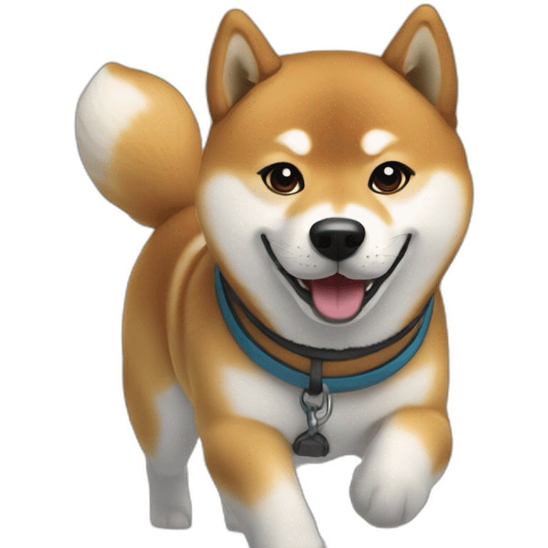 a shiba dog walking on the snow emoji