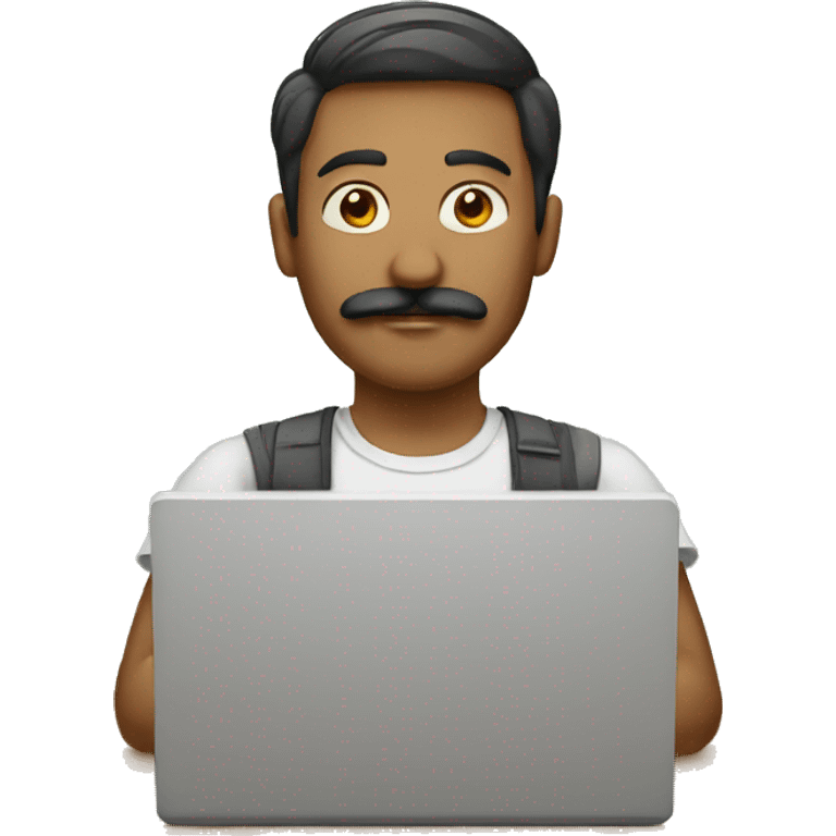 man with moustache with a laptop  emoji