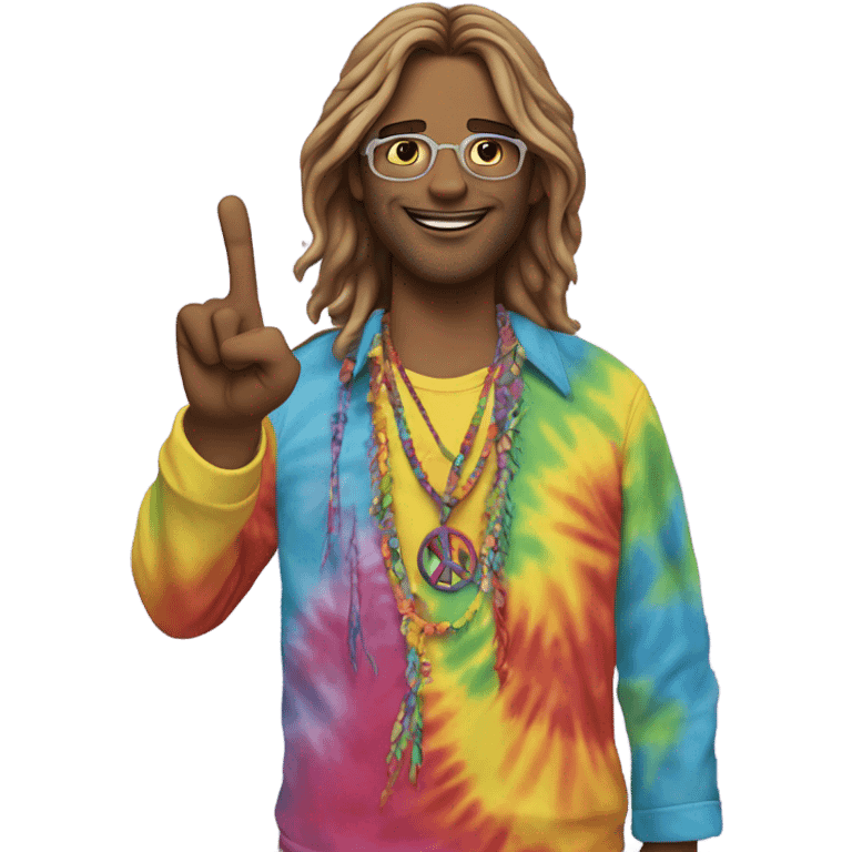 Hippie holding a peace sign emoji