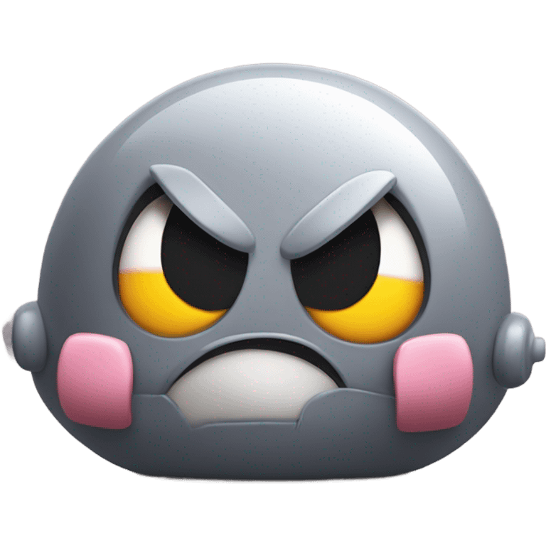 Metal cute mad Kirby Gray ball driving on car wheels with mad eyebrows game emoji