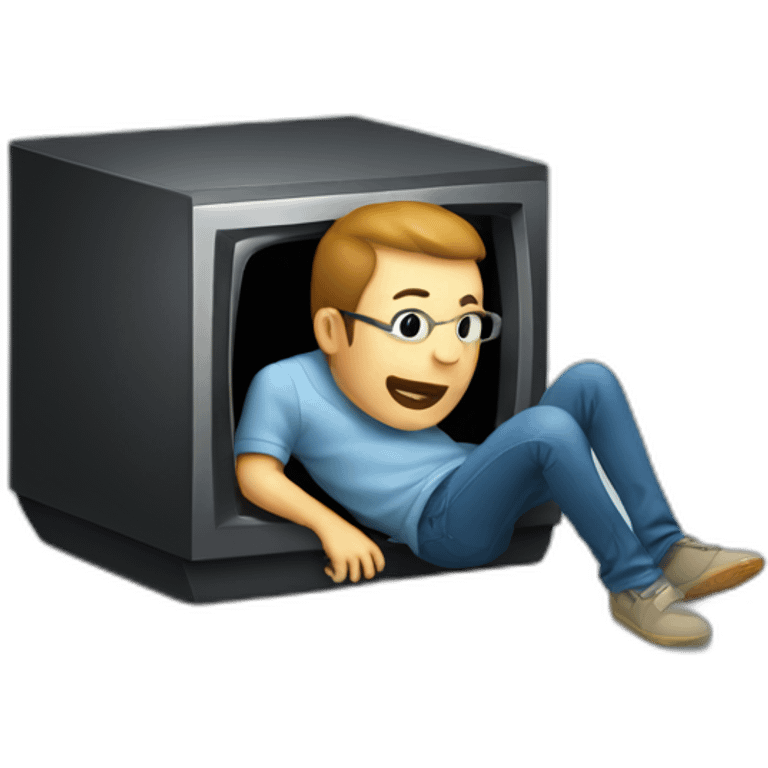 programmer crawling out of a tv emoji