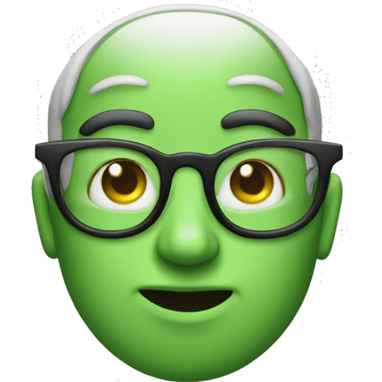 Green iris side eye emoji with glasses, transparent background emoji