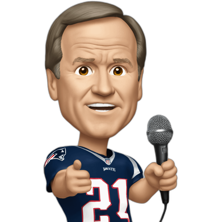 bill belichick, new england patriots, with microphone emoji